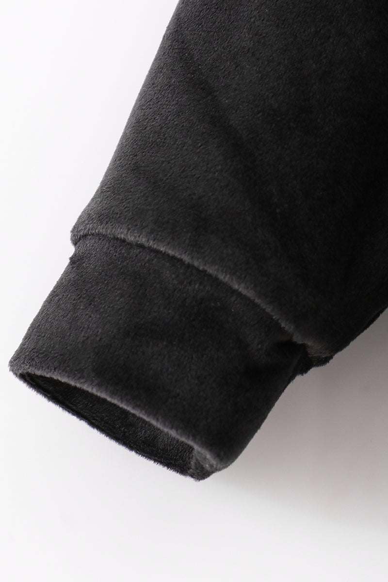 Sweat-shirt mère et enfant en velours noir brodé "blessed"