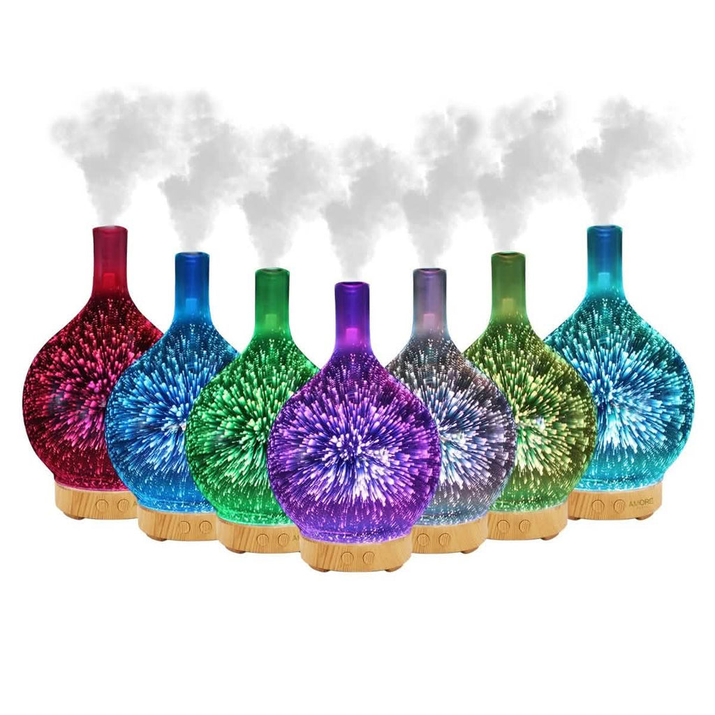 Diffuseur d'Huiles Essentielles d'Aromathérapie avec Lumières LED 3D Changeantes