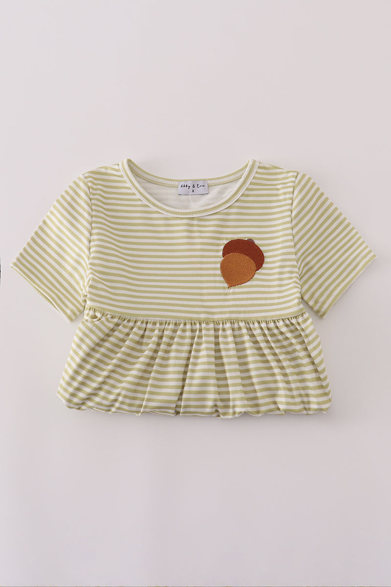 Robe à rayures brodées de pommes de pin