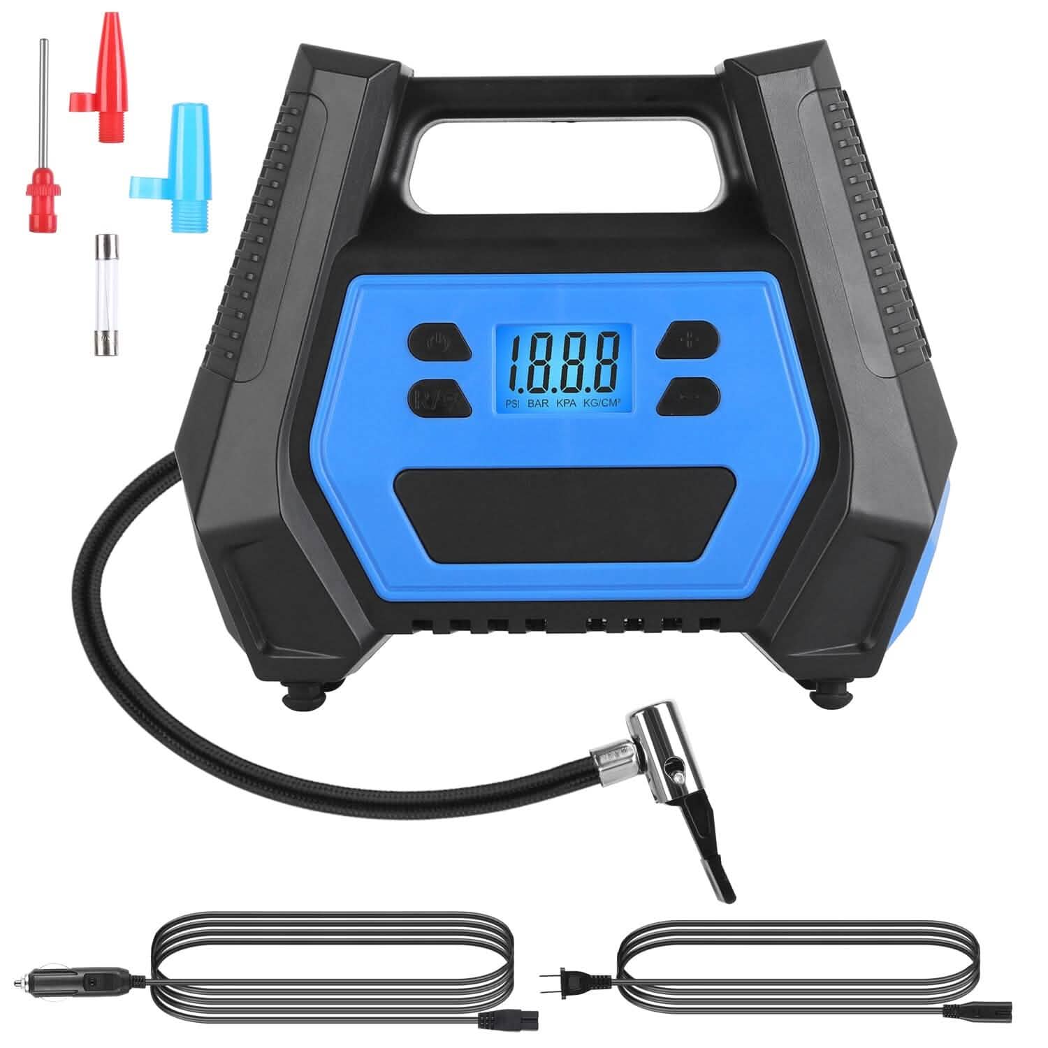 Pompe à pneu portable d'une puissance maximale de 120 W avec affichage numérique et lumière LED
