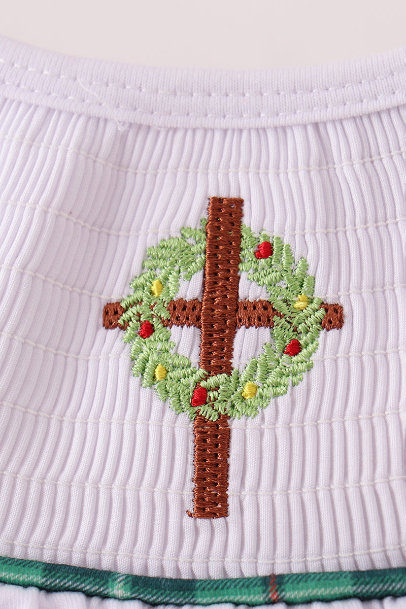 Robe smockée blanche, couronne