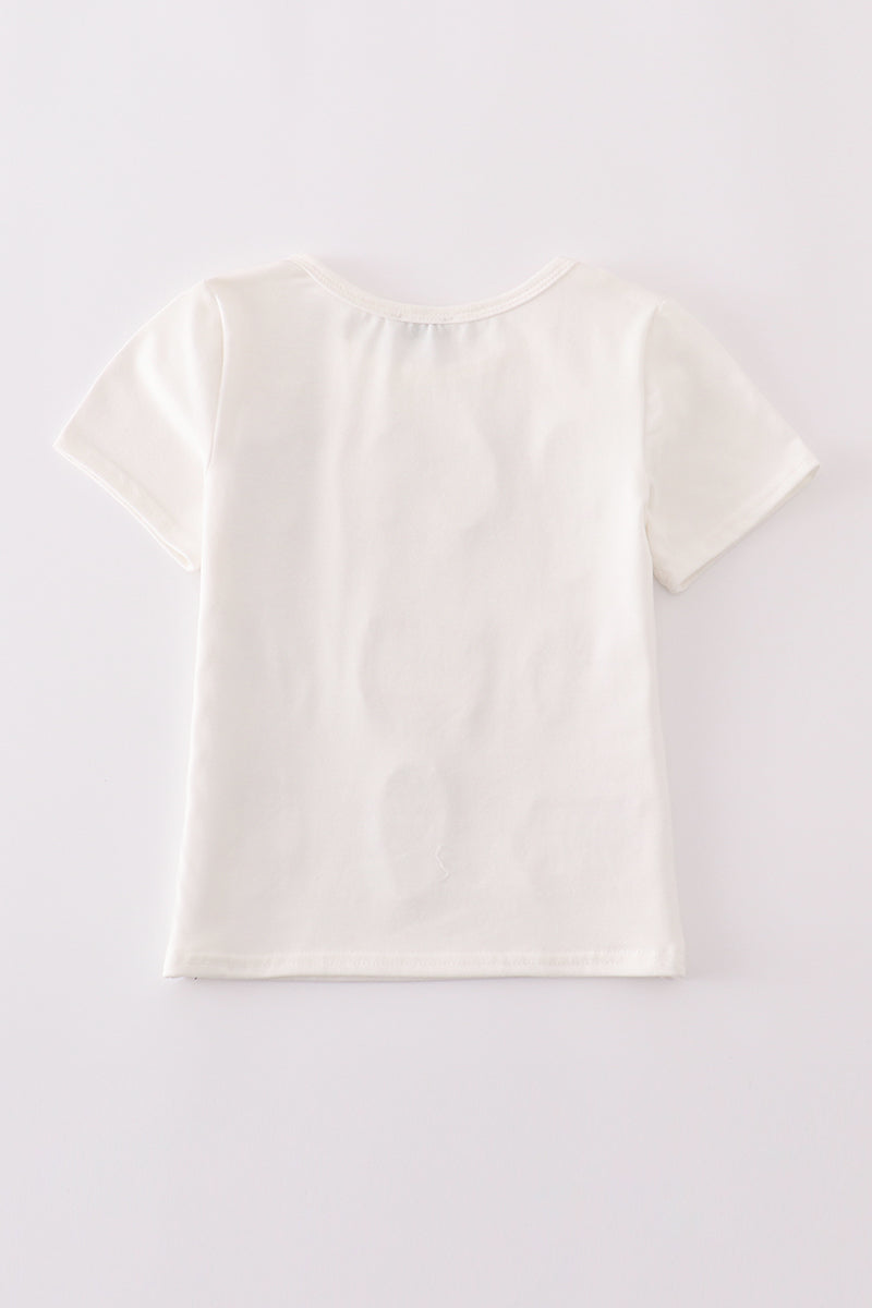 Haut à paillettes "Maman et moi" avec nœud et motif crème glacée du drapeau