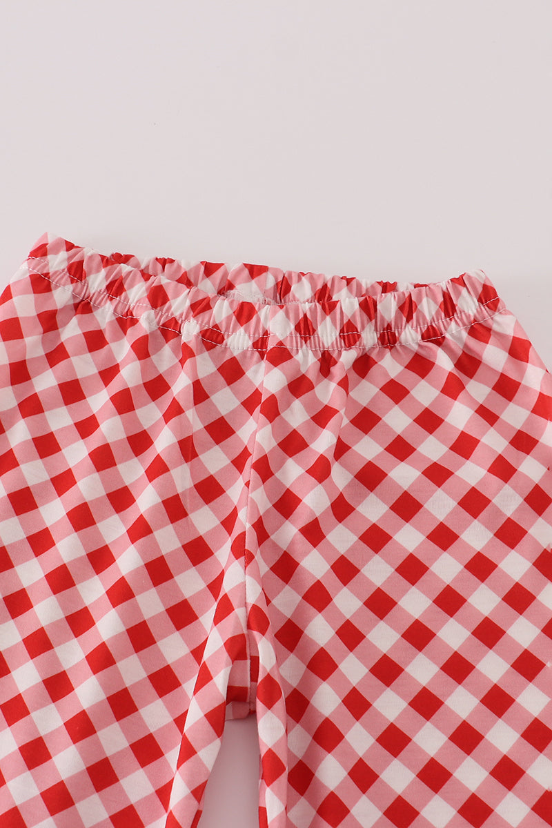 Ensemble pantalon smocké rouge "ferme"