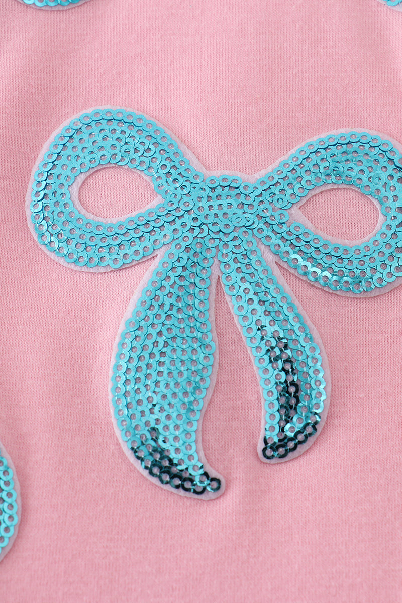 Haut maman-enfant à nœud rose et sequins