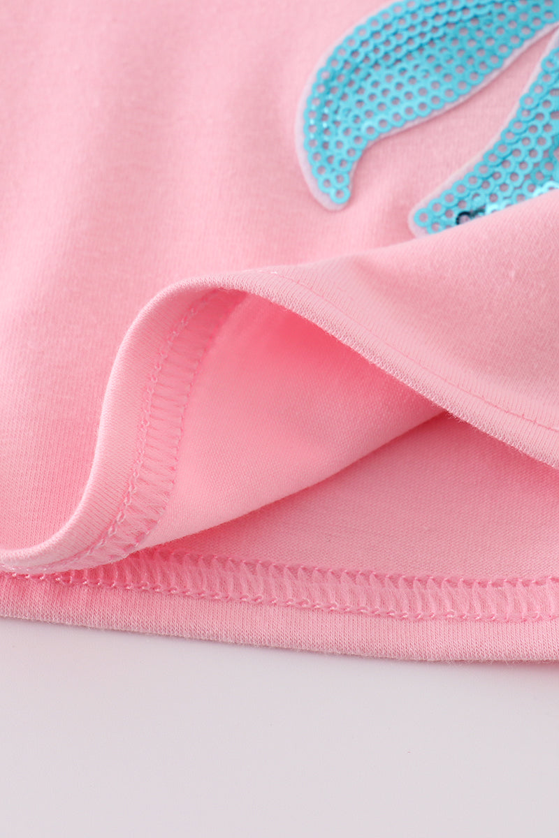 Robe rose à sequins "maman et moi" avec nœud