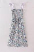 Robe de grossesse smockée imprimé prairie vintage