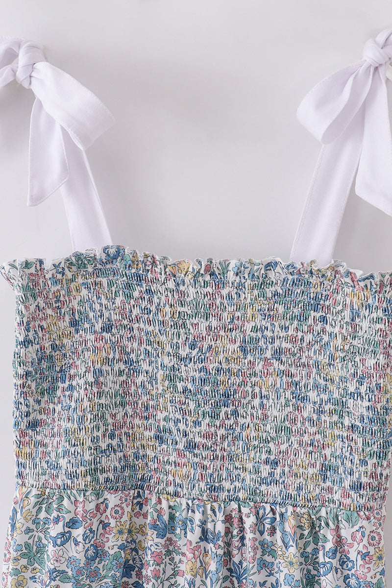 Robe de grossesse smockée imprimé prairie vintage