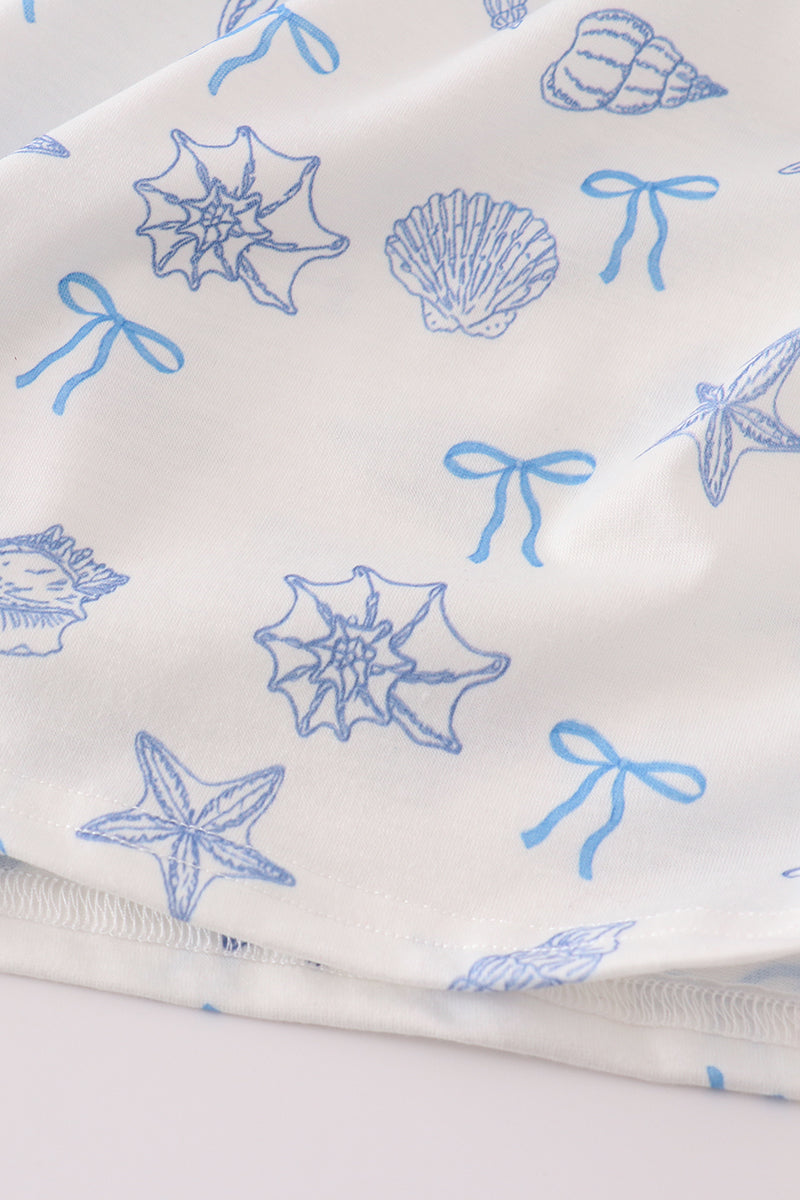 Robe coquillage bleue nœud maman et moi