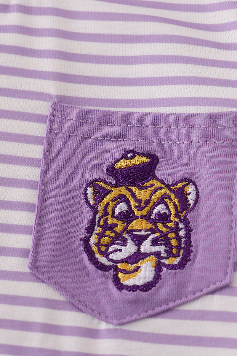 Haut à rayures brodées LSU violettes