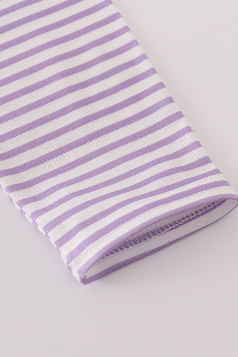 Haut à rayures brodées LSU violettes