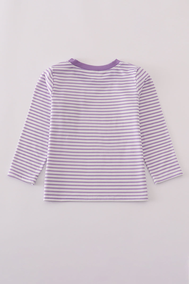 Haut à rayures brodées LSU violettes
