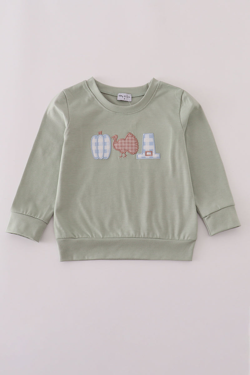 Haut appliqué citrouille et dinde sauge