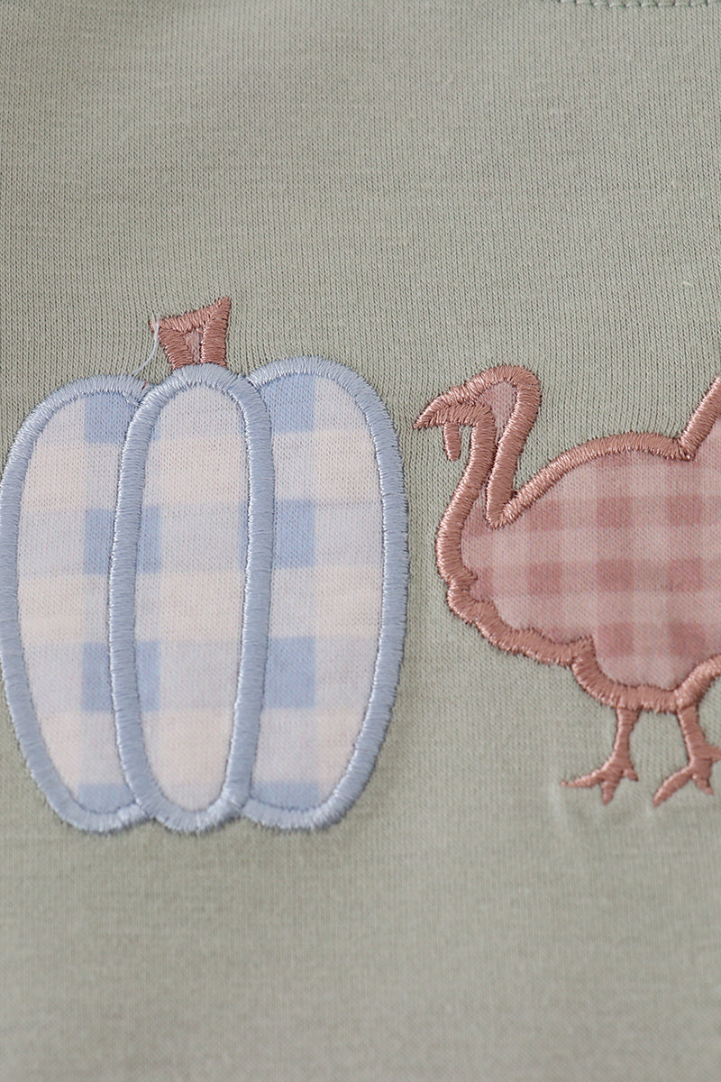 Haut appliqué citrouille et dinde sauge