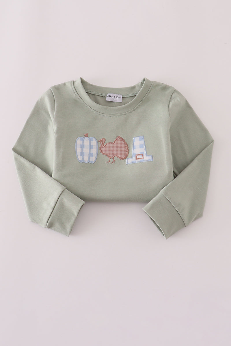 Haut appliqué citrouille et dinde sauge
