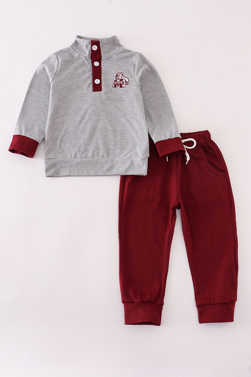Ensemble pantalon brodé marron Mississippi