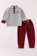 Ensemble pantalon brodé marron Mississippi