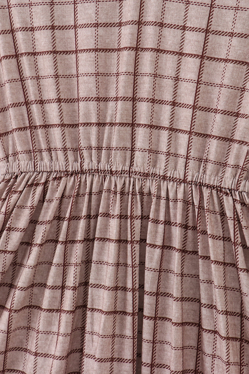 Robe trapèze écossaise marron