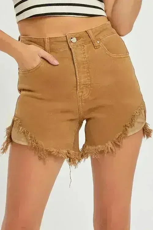 Short en Jean Taille Haute Effiloché pour Femme | Femstylo