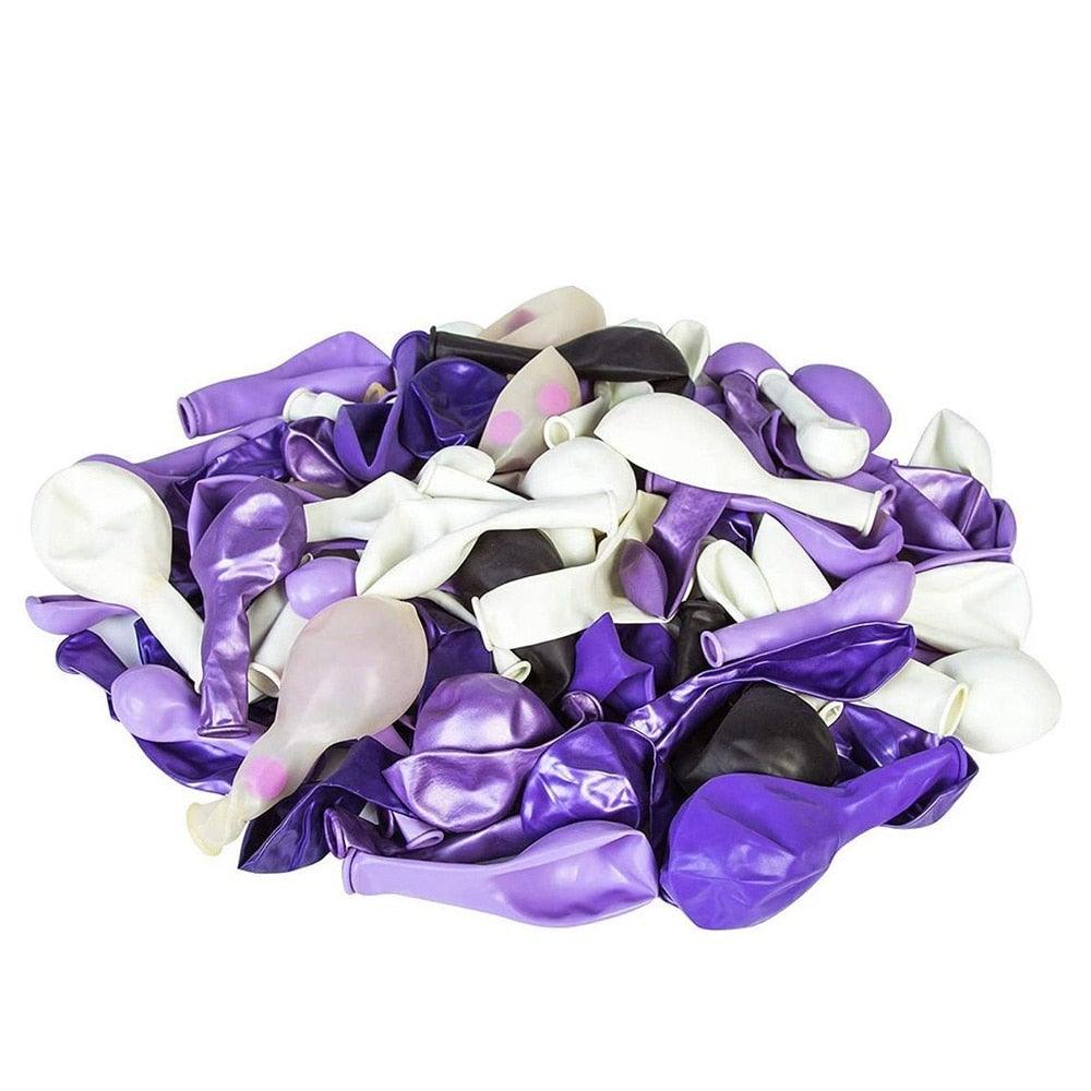Kit d'arche de guirlande 124 pièces Ballons métalliques en latex blanc violet avec papillon en papier pour l'anniversaire des femmes, la baby shower, les décorations de fête de mariage