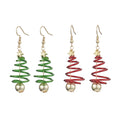 Spiral Christmas Tree Earrings – Holiday Enamel Earrings in Red or Green
