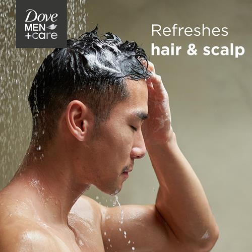 Dove Men+Care Shampoing et revitalisant fortifiants 2 en 1 Fraîcheur et propreté à la caféine pour cheveux normaux à gras Aide à renforcer et nourrir les cheveux 355 ml