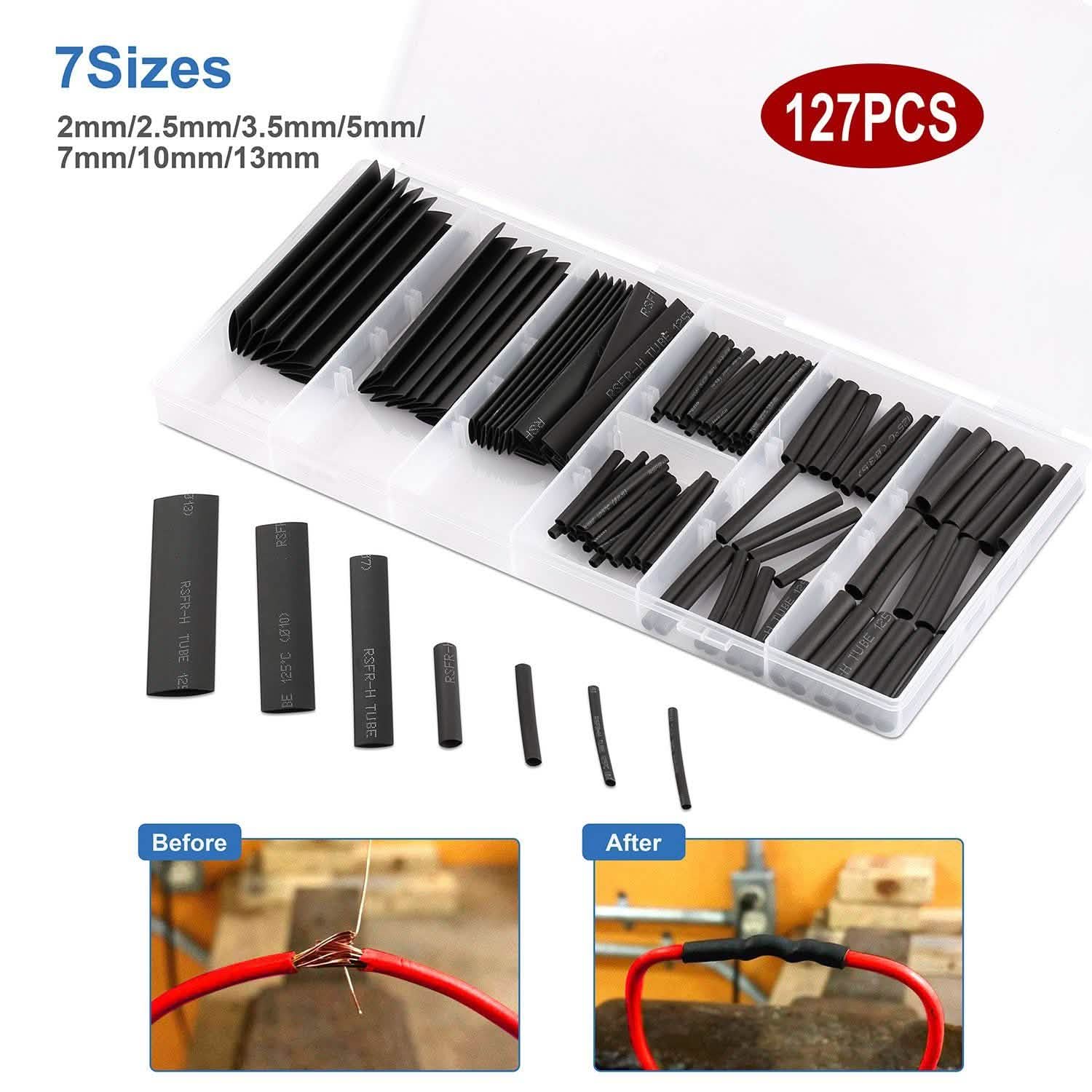 Ensemble de gaines thermorétractables 2:1 de 127 pièces pour câbles