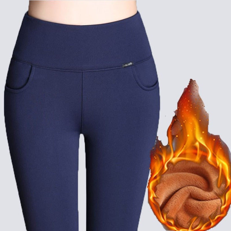 Legging velours rembourré taille haute pour femme