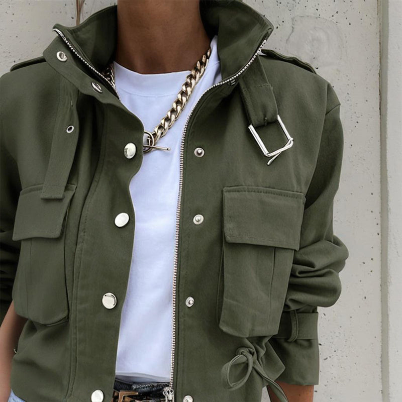 Veste à col montant et ourlet coulissant pour femme