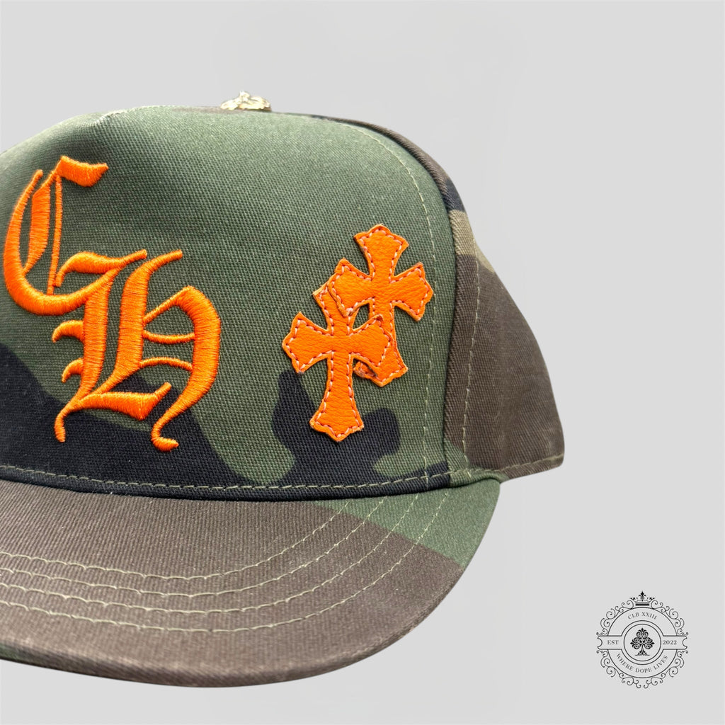 Casquette Chrome Hearts Cross Patch Camouflage / Orange