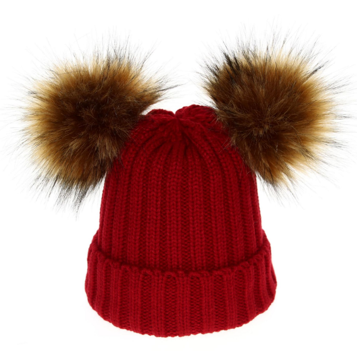 Tendance moderne Enfants Hiver Bébé Tout-petit Chapeau Casquette avec deux pompons doubles Oreilles Chapeau drôle