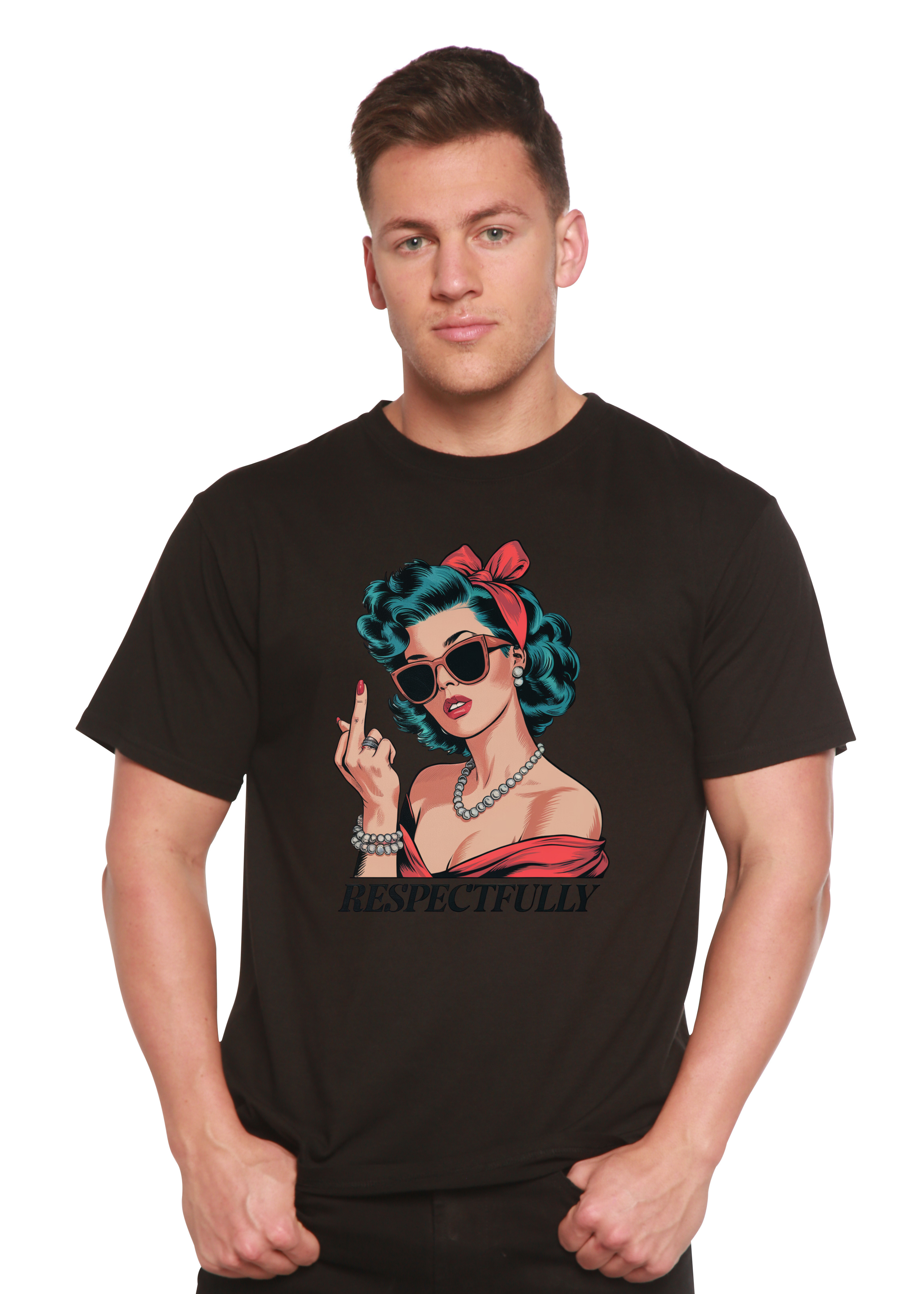 T-shirt unisexe en bambou et coton à motif « Respectfully Middle Finger »