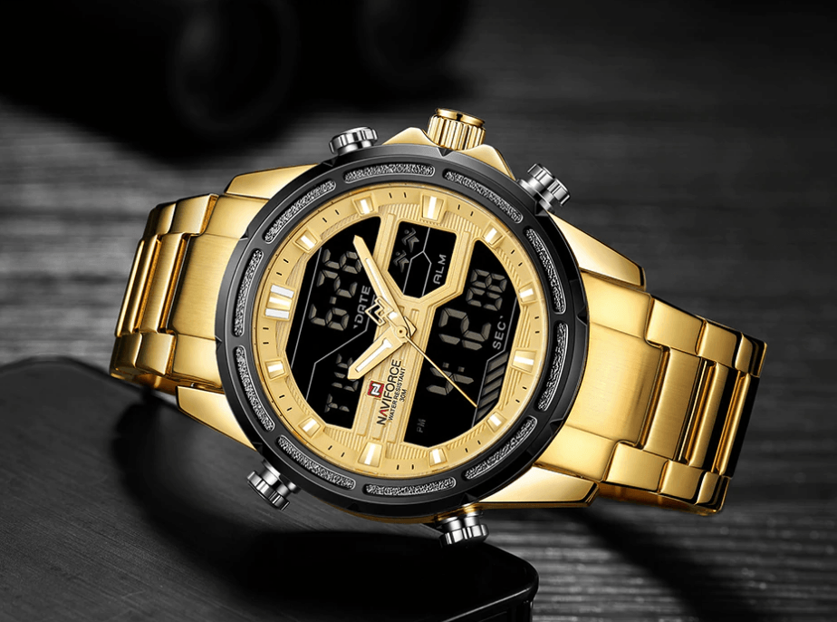 Montre-bracelet homme, Montres analogiques et numériques étanches multifonctions en acier inoxydable pour homme, Cadeau parfait