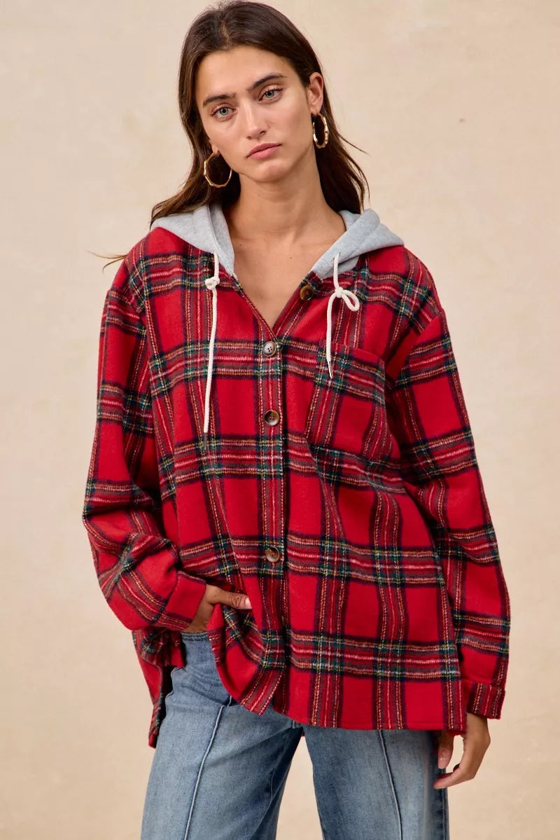 Veste à capuche à carreaux BiBi