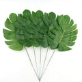12 feuilles de monstera/palmier artificielles XXL, fausses feuilles en plastique vert pour décoration de mariage ou florale