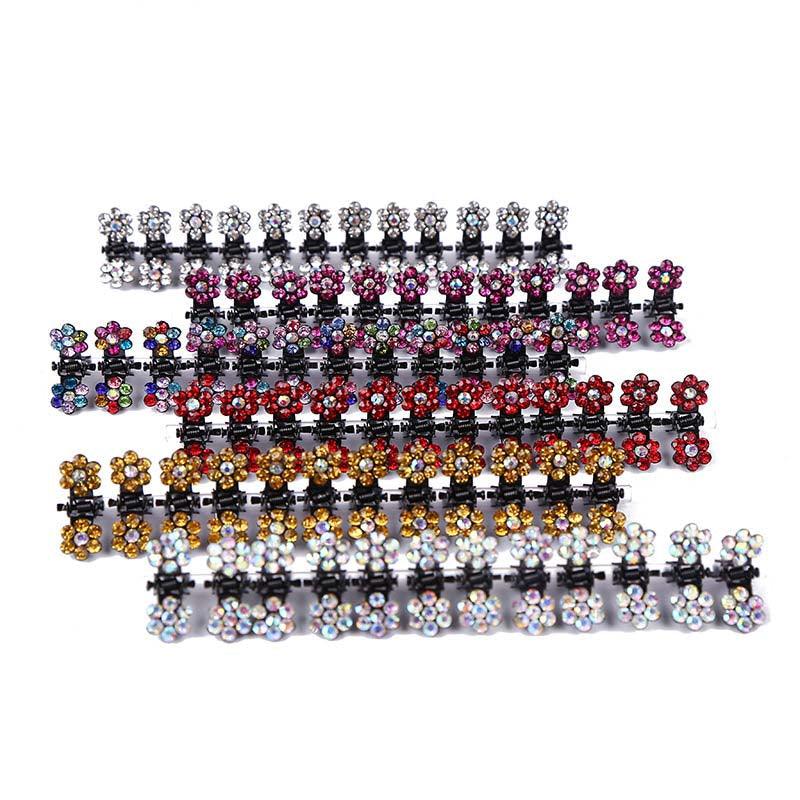 12 Mini pinces à cheveux antidérapantes en strass pour femmes et filles, pinces en métal à dents scintillantes, fleurs, magnifiques accessoires pour cheveux pour mariées et demoiselles d'honneur