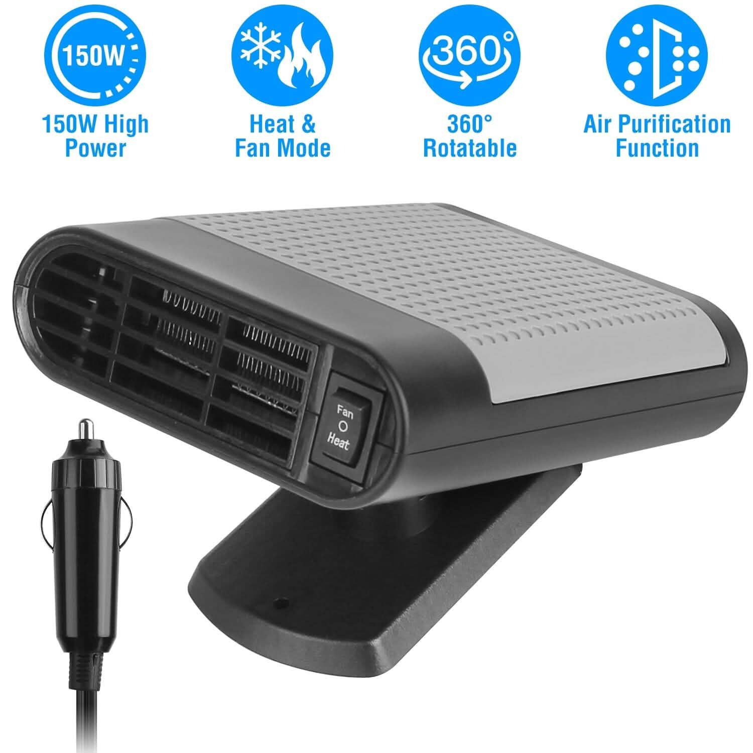 Chauffage de voiture portable 12 V 150 W avec purification de l'air