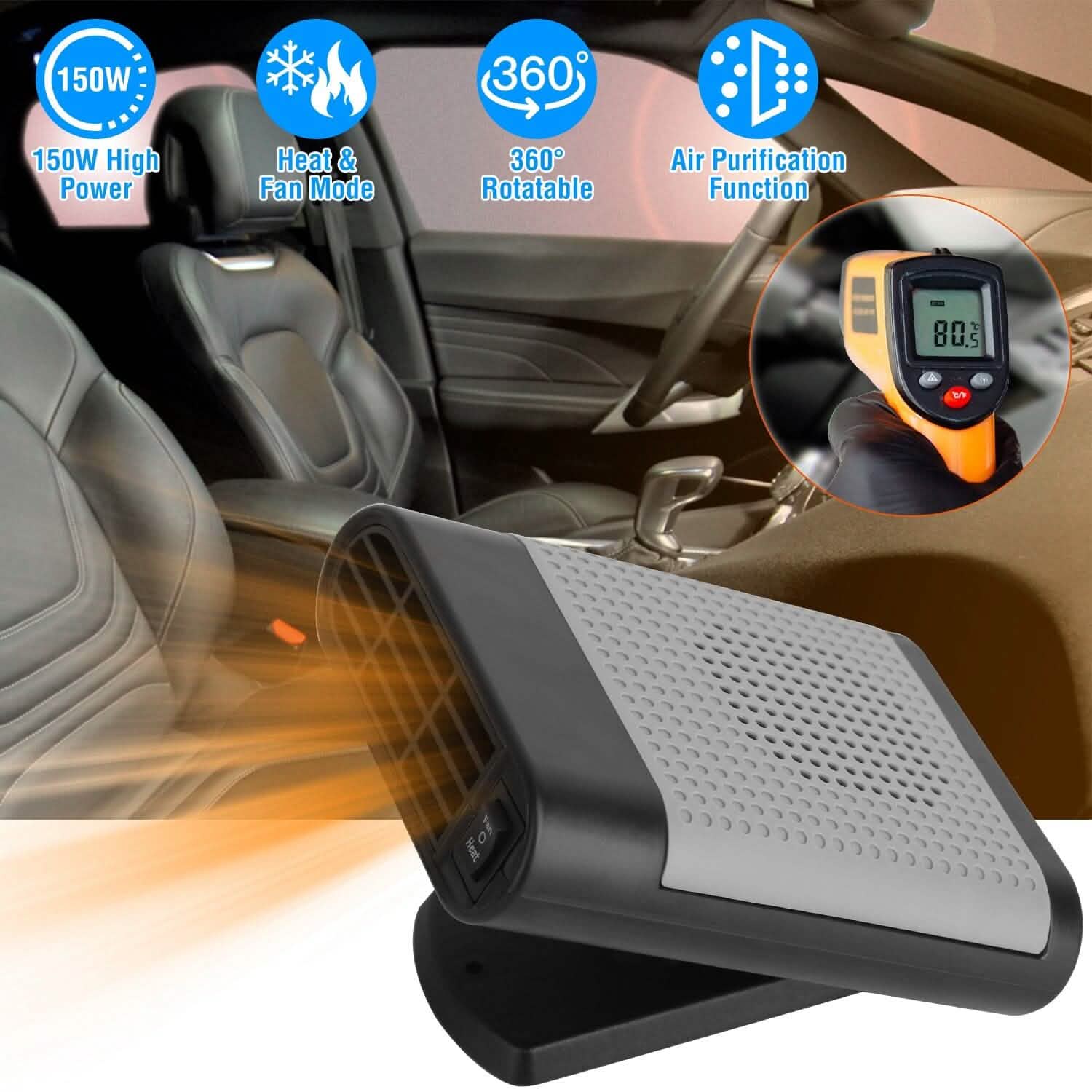 Chauffage de voiture portable 12 V 150 W avec purification de l'air