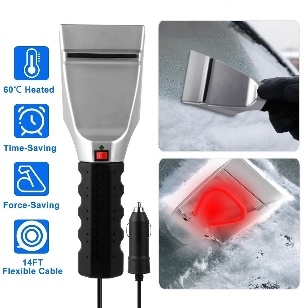 Grattoir à glace et à neige électrique chauffant 12 V pour voiture