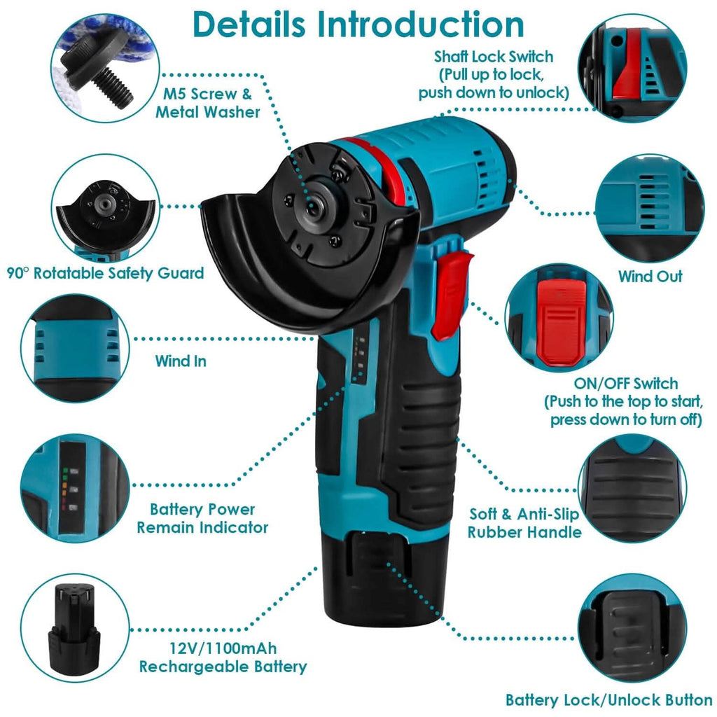 Mini-meuleuse d'angle sans fil 12V