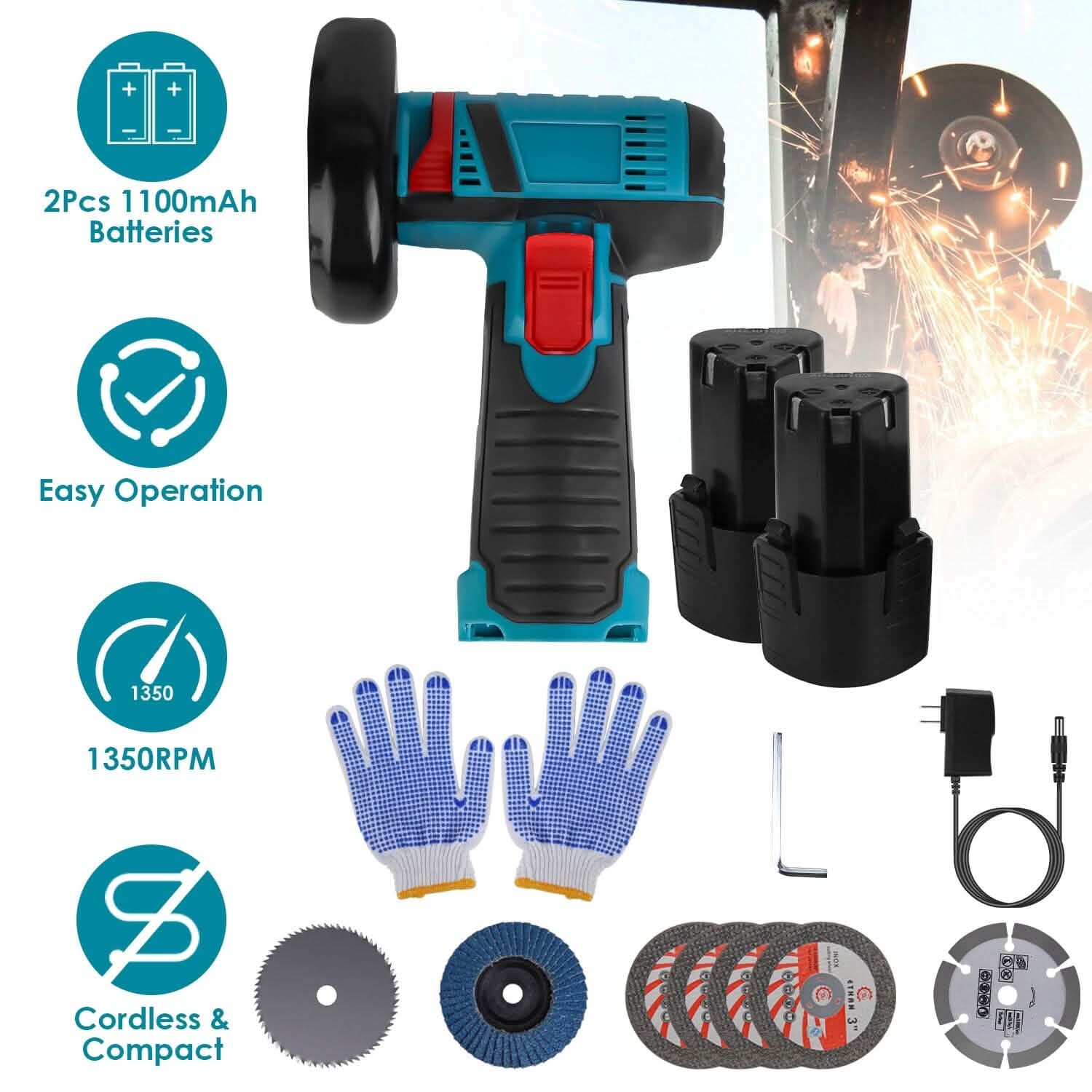 Mini-meuleuse d'angle sans fil 12V