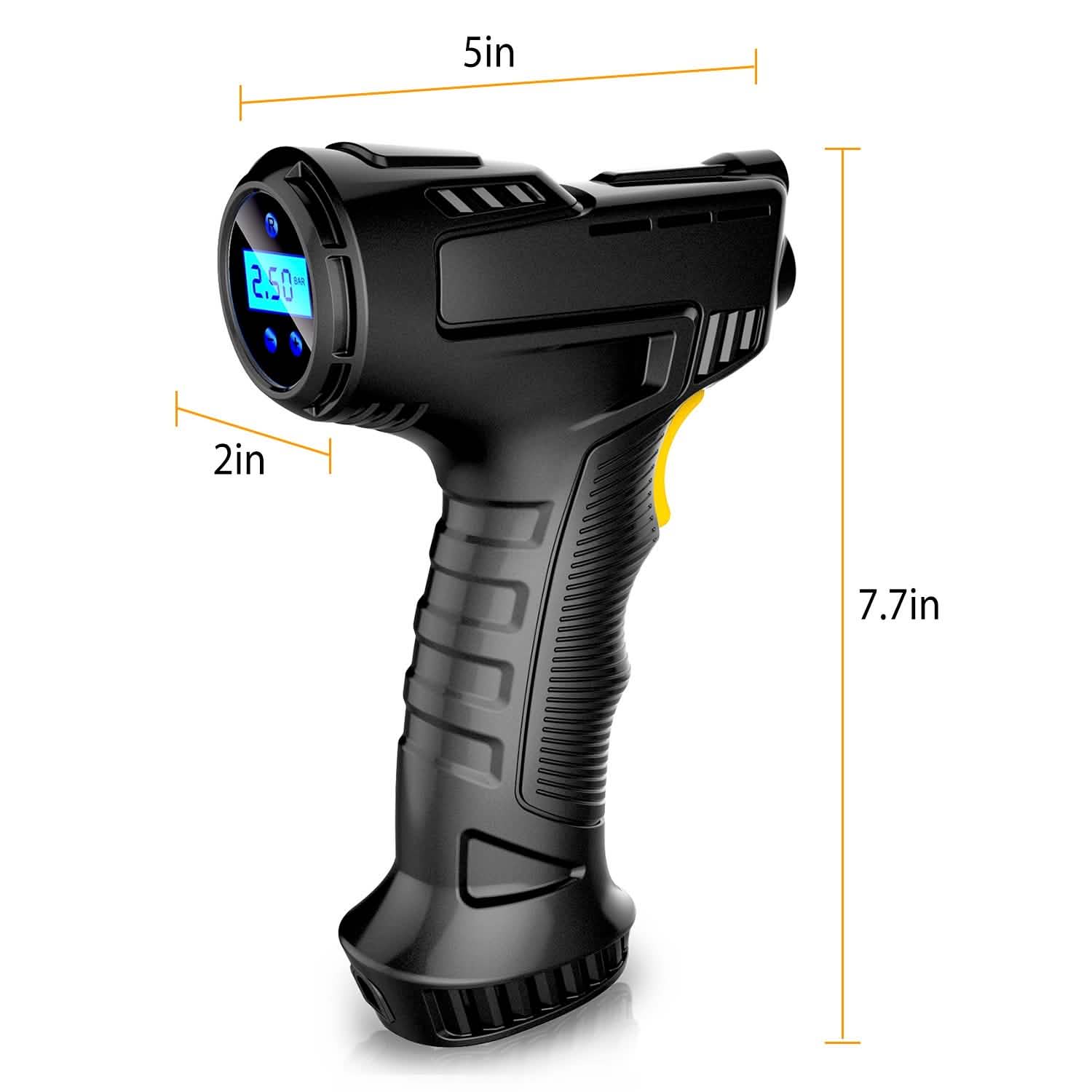 Gonfleur de pneu de voiture numérique 12V avec lumière LED 150 PSI