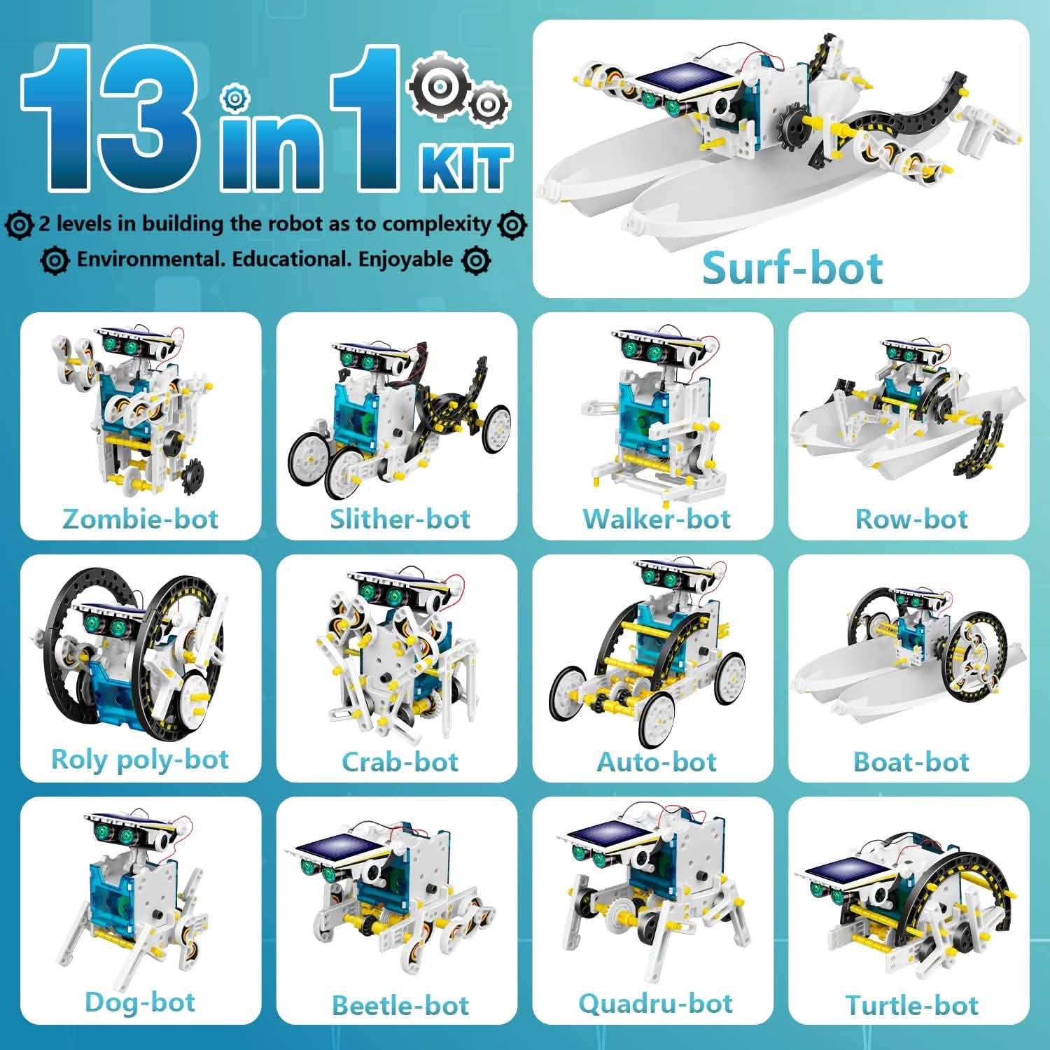 Jouet robot solaire 13-en-1 pour enfants
