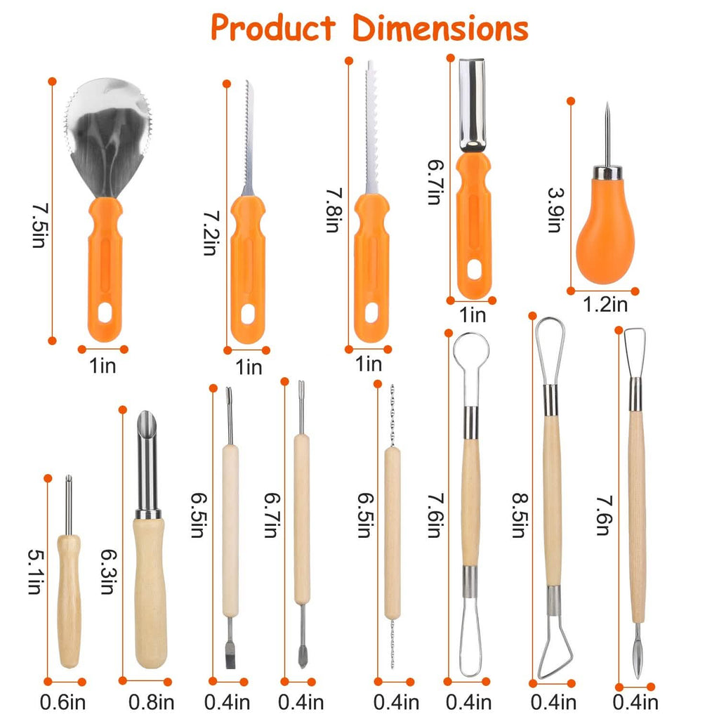 13 pièces : Kit de découpe de citrouille d'Halloween en acier inoxydable