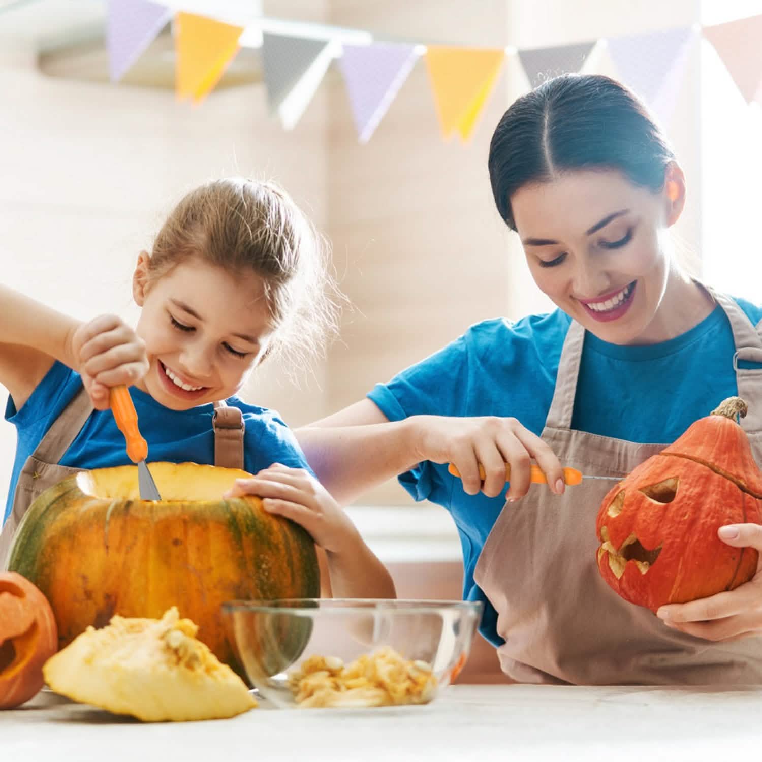 13 pièces : Kit de découpe de citrouille d'Halloween en acier inoxydable