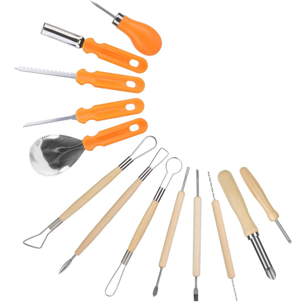 13 pièces : Kit de découpe de citrouille d'Halloween en acier inoxydable