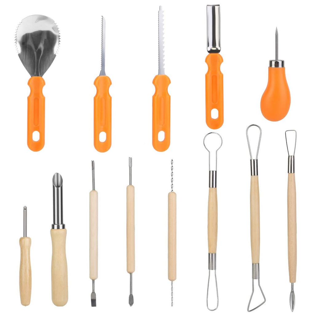 13 pièces : Kit de découpe de citrouille d'Halloween en acier inoxydable
