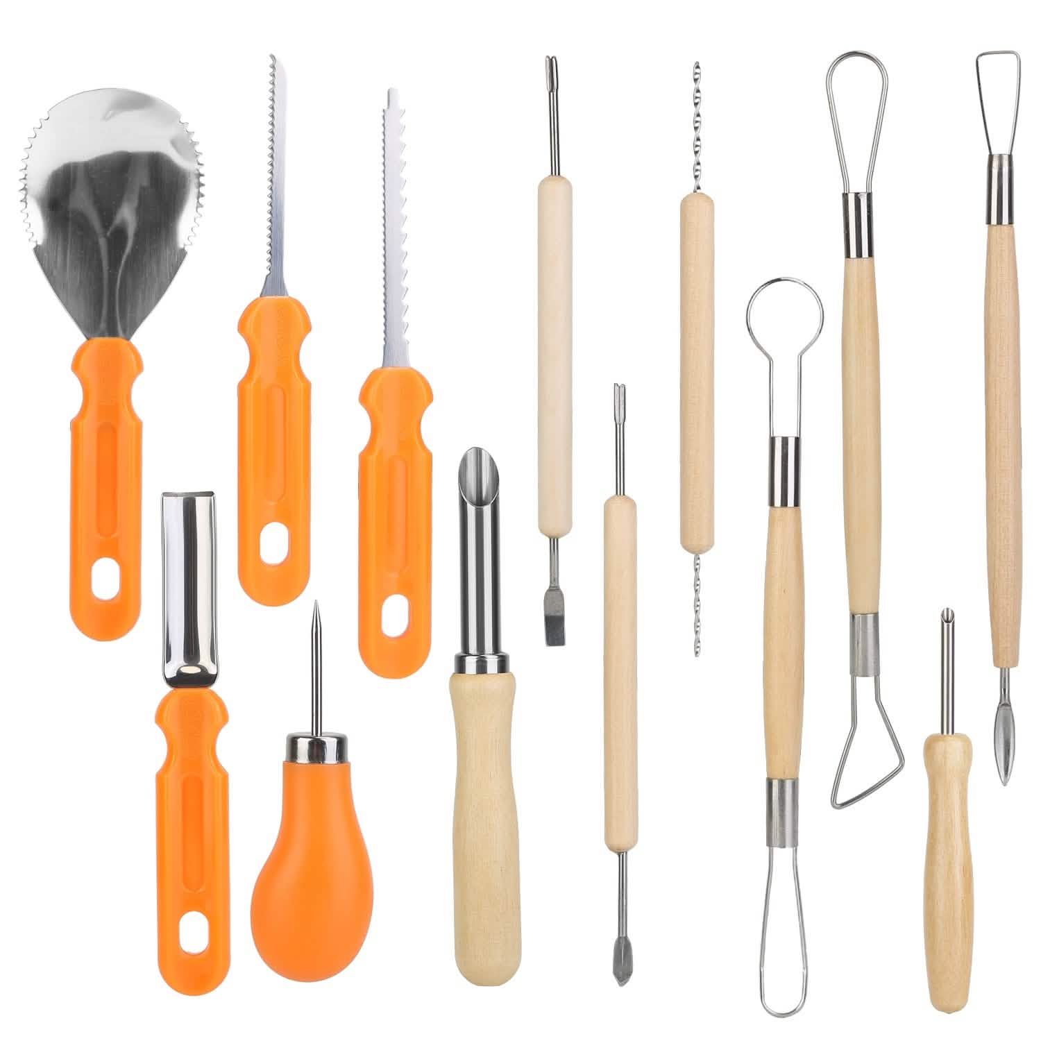 13 pièces : Kit de découpe de citrouille d'Halloween en acier inoxydable
