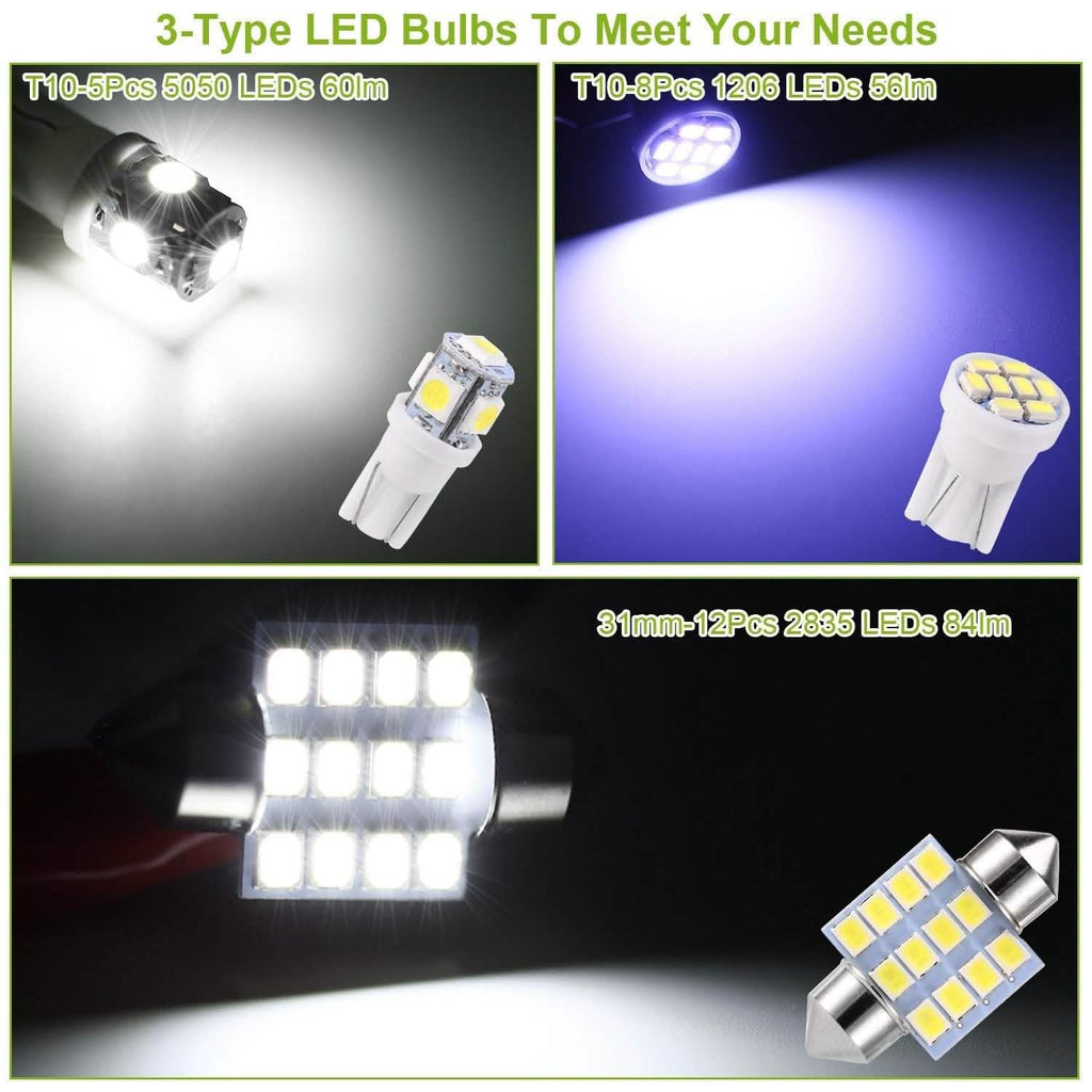 13 pièces : Ampoule LED navette T10 31 mm