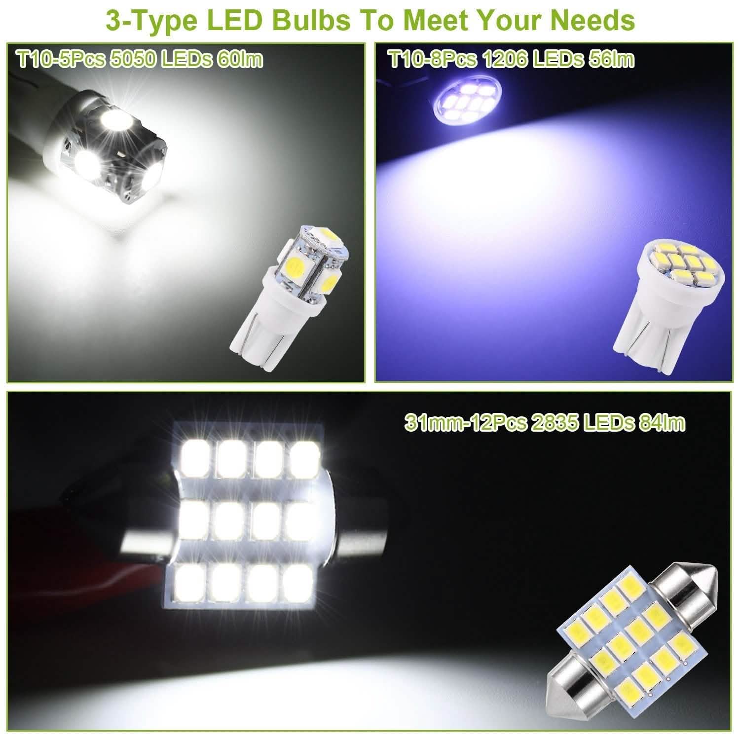 13 pièces : Ampoule LED navette T10 31 mm
