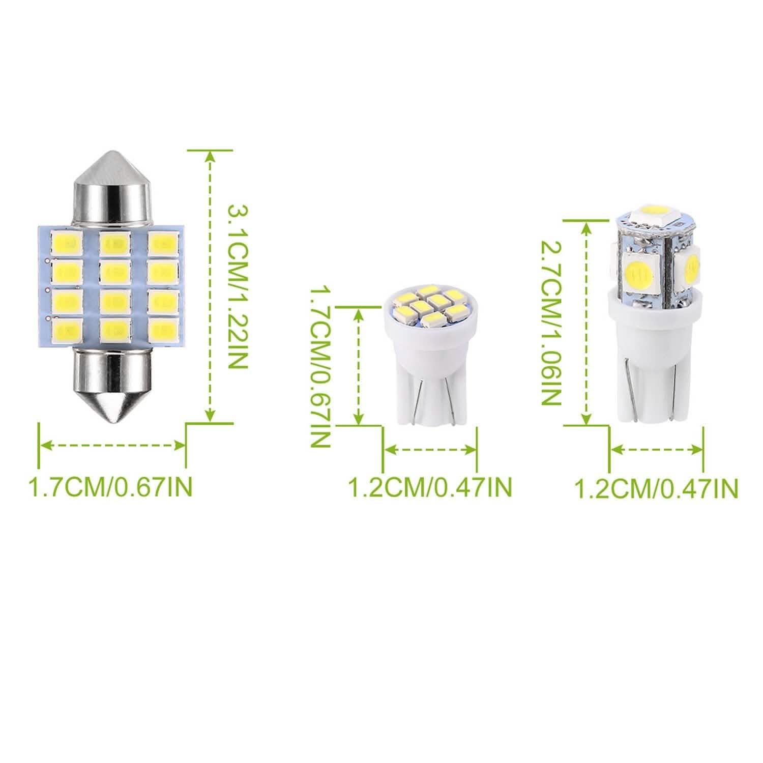 13 pièces : Ampoule LED navette T10 31 mm